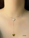 COLLAR ACERO DORADO CORAZONES BLANCO