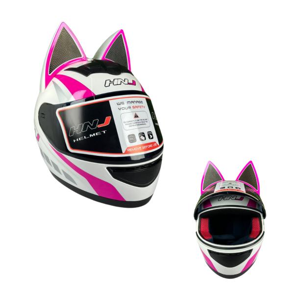 [IX-AC007-1] Casco Moto Hnj Orejas Blanco Talla XL Seguro