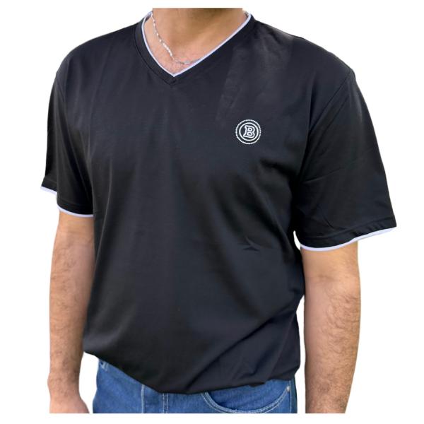 [IX-24905-B] Camisa Punto B Cuello V Negro S