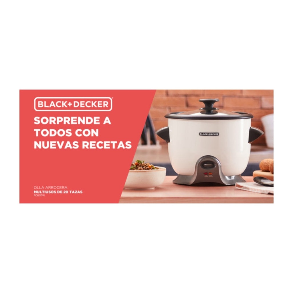 [BD00084] Black + Decker Olla Arrocera 20 Tazas RC620W Blanca