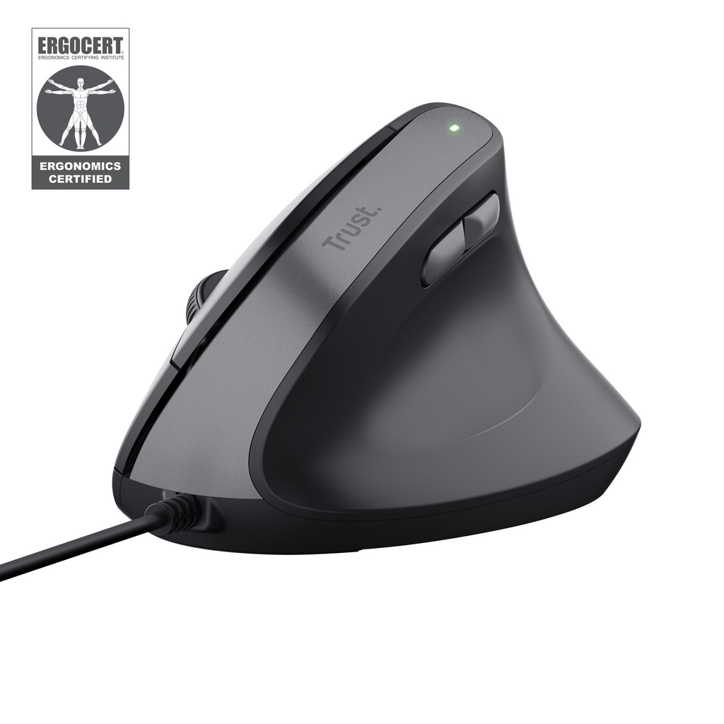 [TR00067] Trust Mouse Ergonómico Alámbrico Negro Ángulo Vertical - 25144