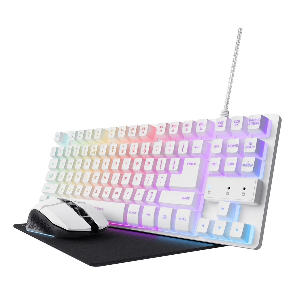 Trust Kit Gamer Teclado Mouse Almohadilla Blanco Español 25233